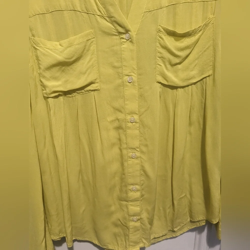 Maeve yellow M long sleeve tunic button up oversized - Picture 3 of 10